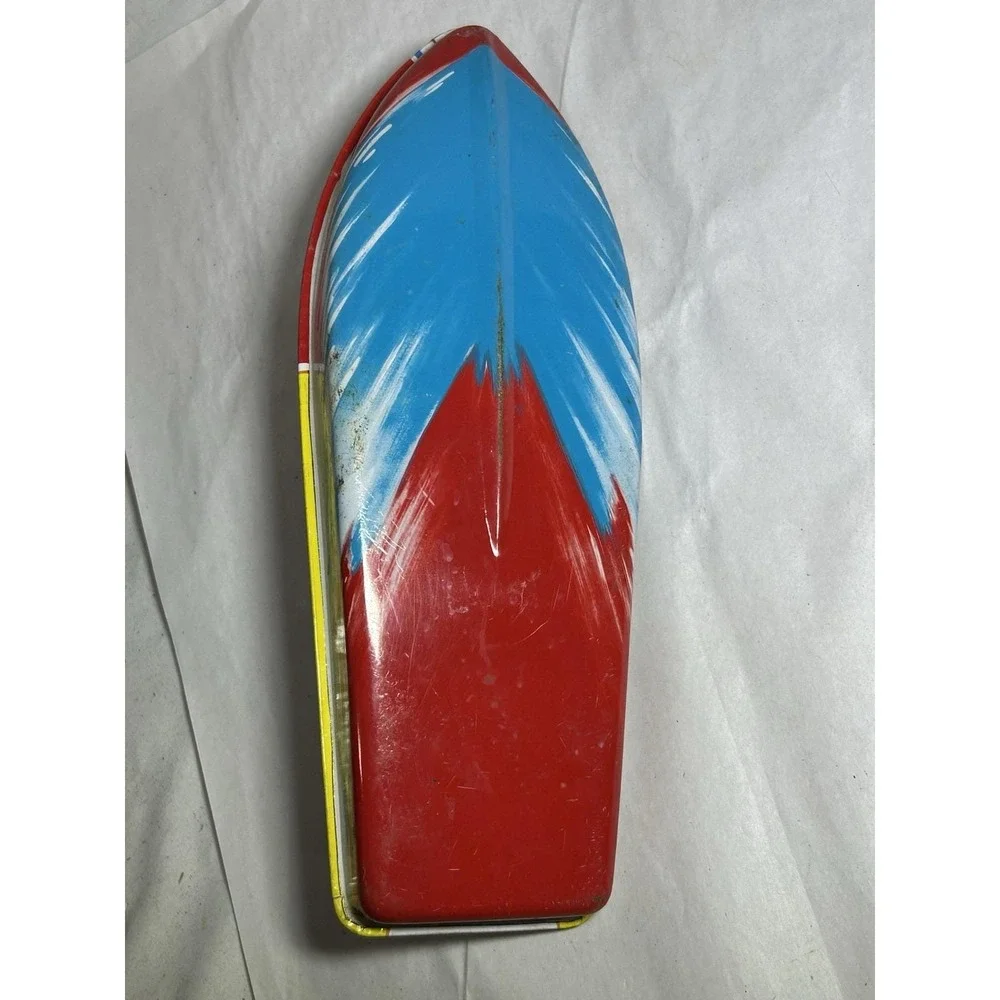 Vintage Tin Litho Speed Boat Made Japan Large Collectible Display Mancave